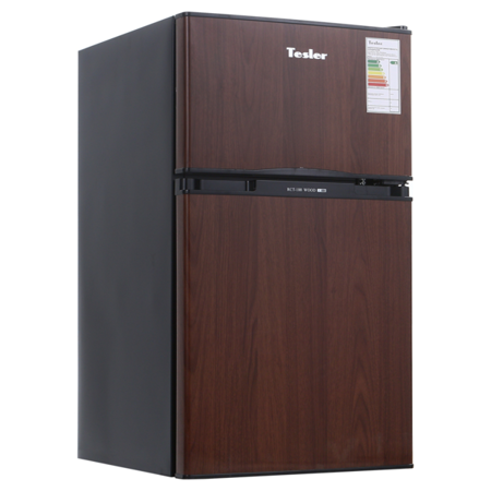 Мини холодильник двухкамерный под дерево TESLER RCT-100 Wood