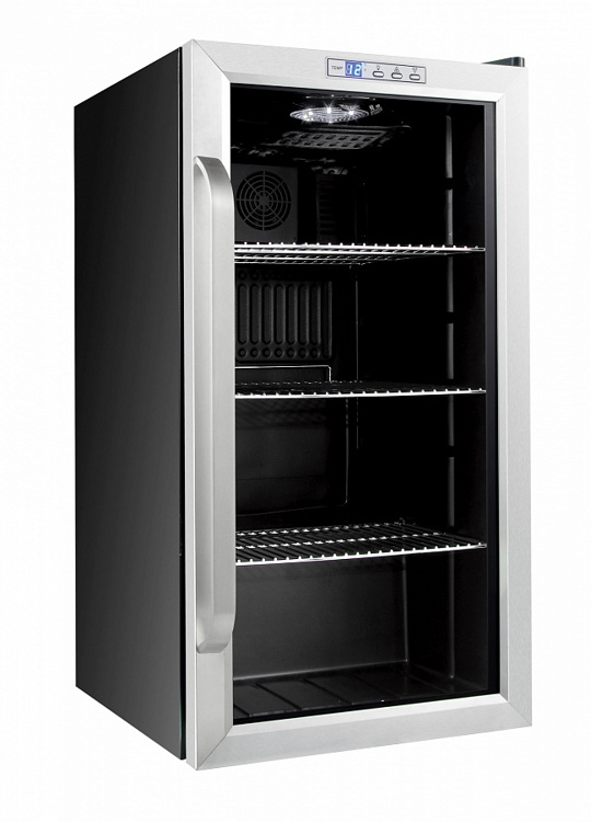 Мини холодильник с прозрачной дверью в стальной окантовке GEMLUX GL-BC88WD